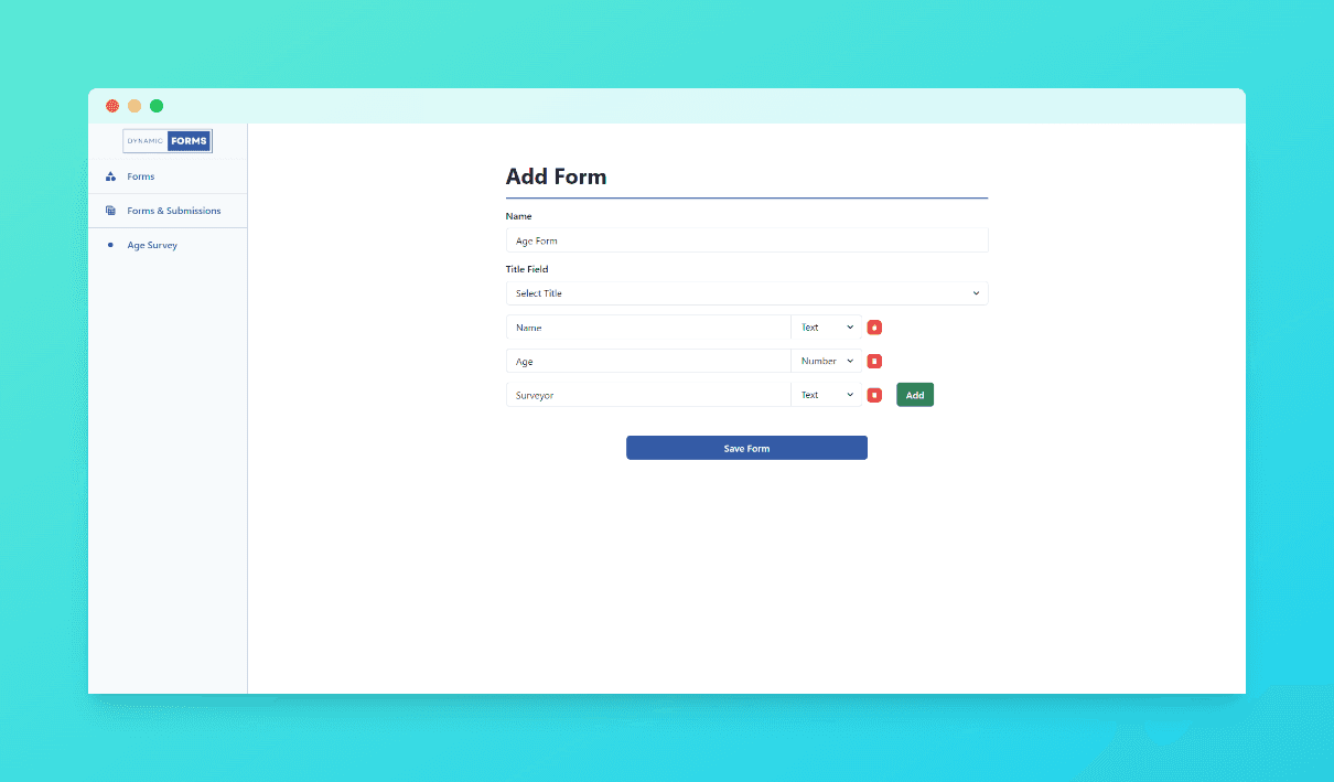 Create a dynamic form page
